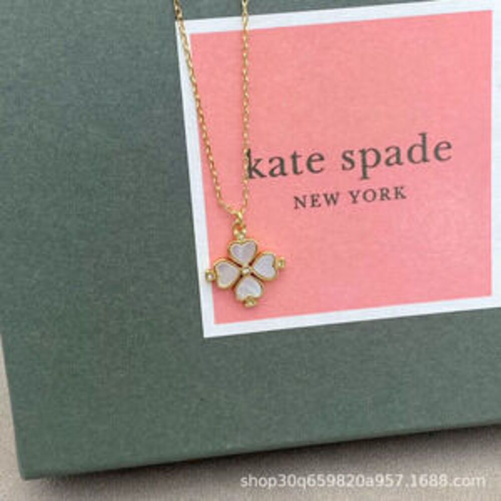 kate spade Natural Heart Shell Four Leaf Clover Metal Necklace